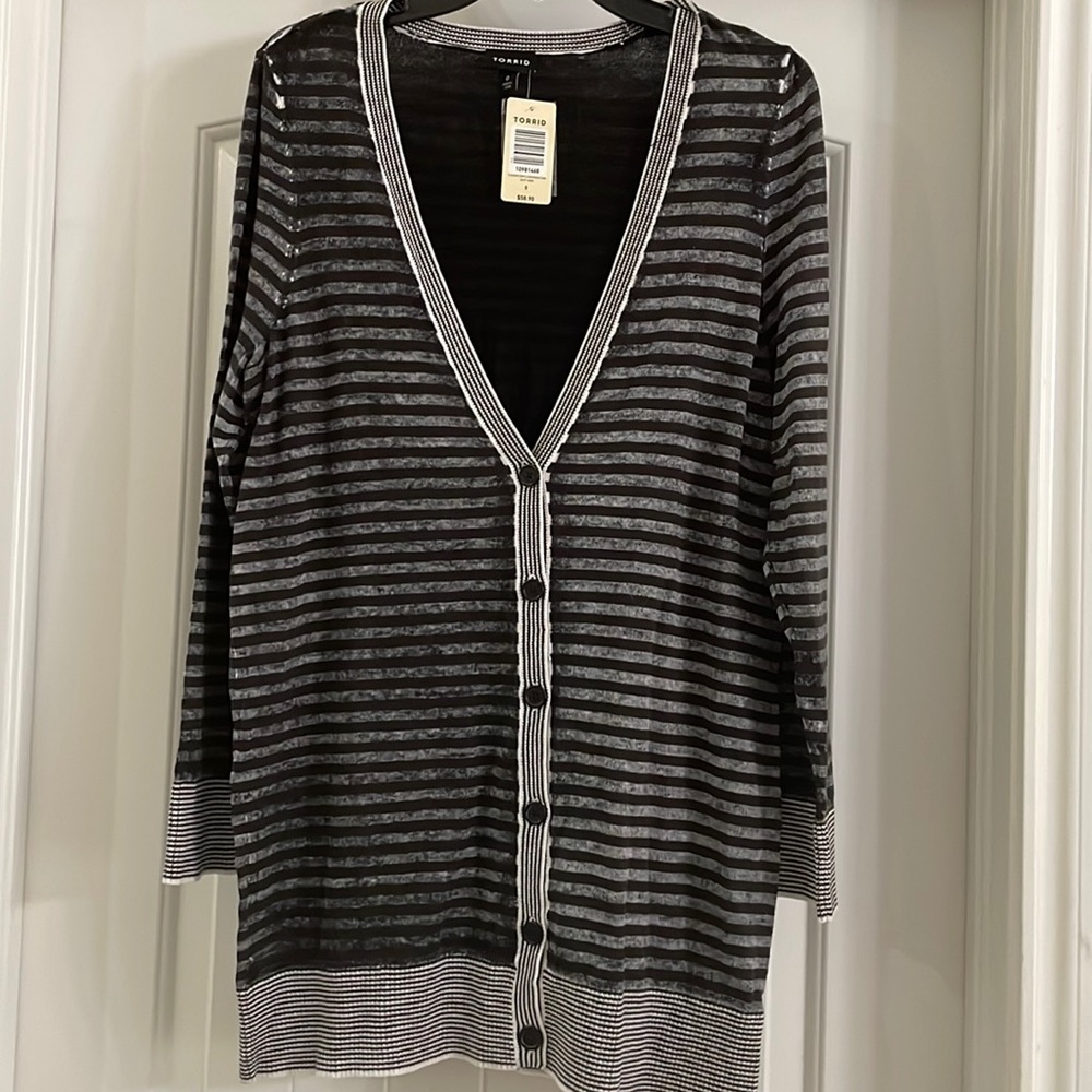Black and grey Striped Cardigan